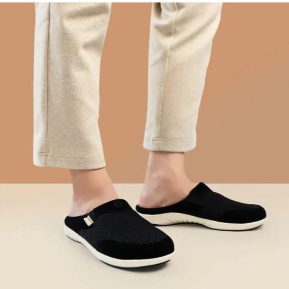GeckoMan Men Arch Support Canvas Slipper Loafers -Black Mesh - Picture 1 of 9